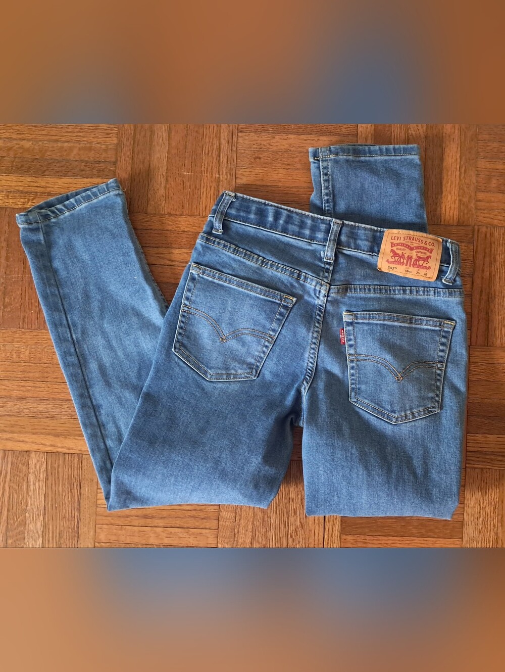 Girls Size 10 Regular 25" Levi's 502 Skinny Blue Jeans